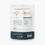 Parte trasera de envase SweeNuts mix de semillas con ingredientes, tabla nutricional, código de barras y sitio web